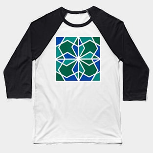 Inverted Blue Green Geometric Abstract Acrylic Painting VII Baseball T-Shirt